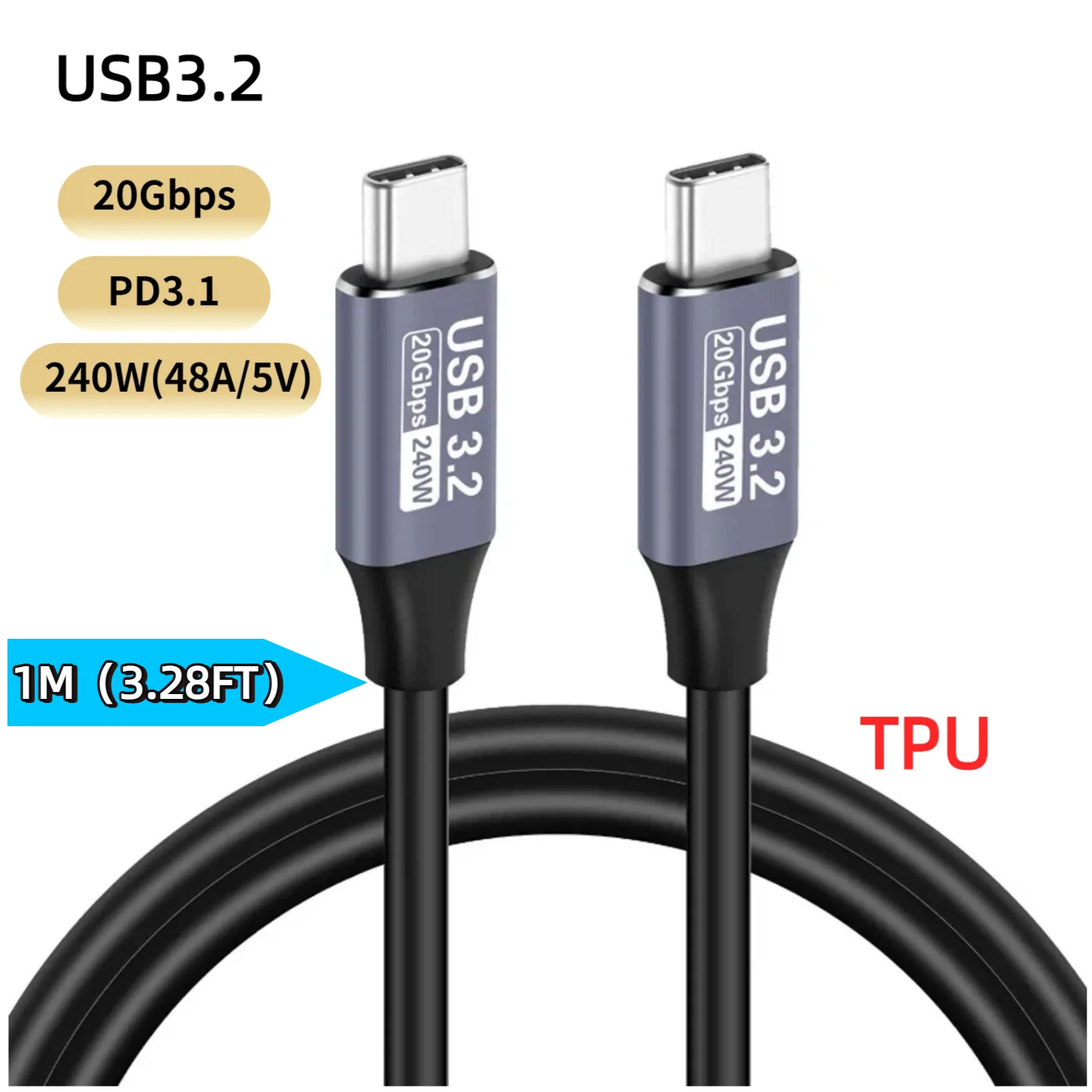 Ultra-Fast Thunderbolt 4 USB4 Extension Cable with 8K Video and PD240W Charging