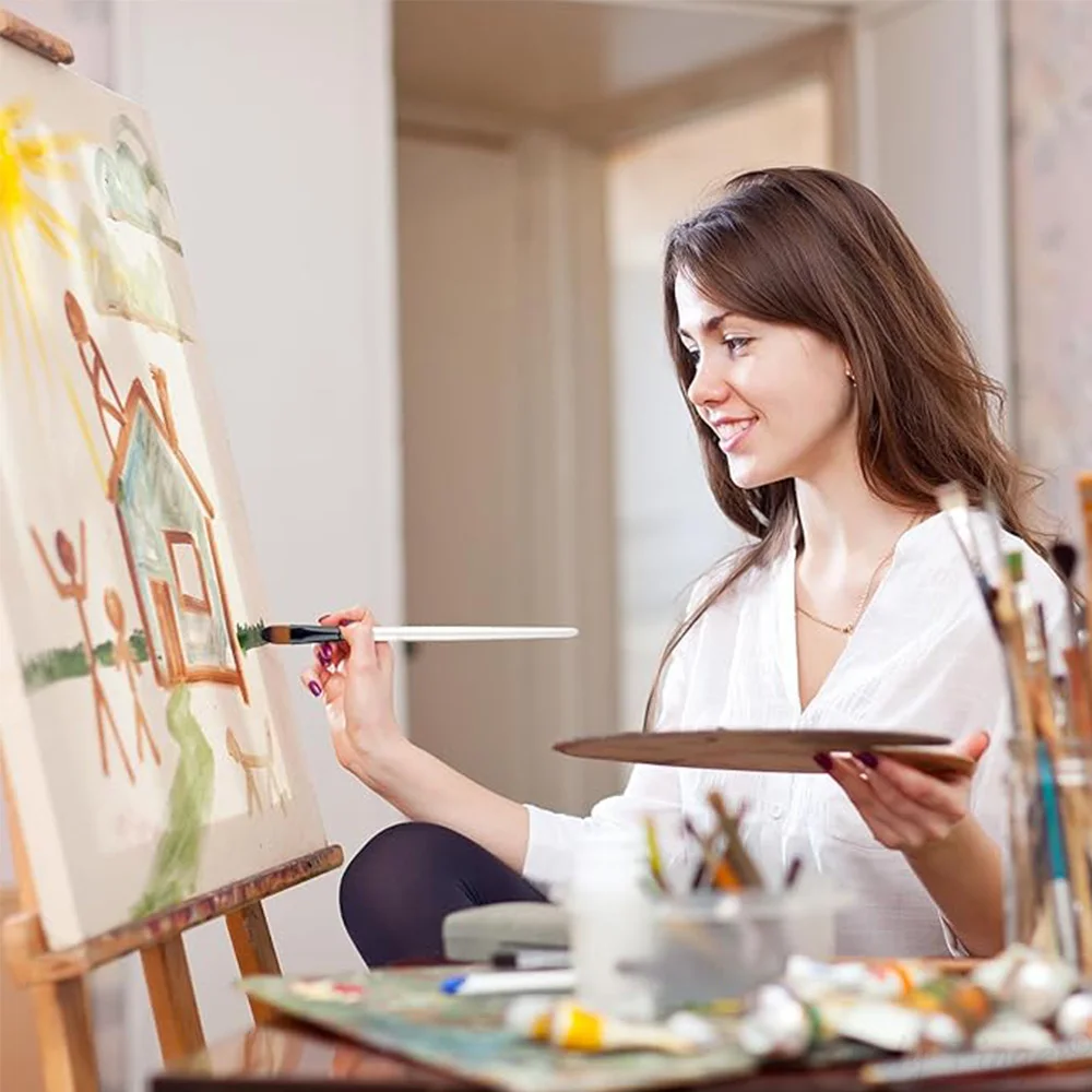 초보자와 예술가를 위한 32Pcs 아크릴 나일론 수채화 브러쉬는 오일 및 구아슈 페인팅을 위한 아크릴 브러쉬를 그립니다.