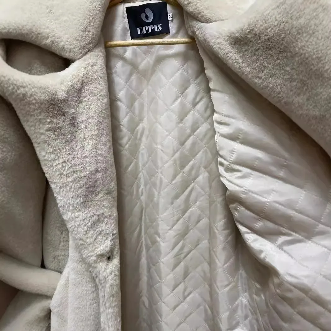 Winter Women High Quality Faux Rabbit Fur Coat Luxury Long Fur Coat Loose Lapel OverCoat Thick Warm Plus Size Female Plush Coats 6