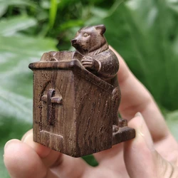 Hand - Carved Wooden Bear Figurine Ornament - Abstract Style for Elegant Home Décor & Thoughtful Gifts (1 piece)
