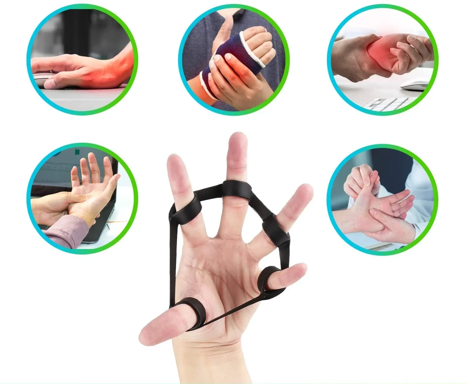 1-3Pcs Hand Greifer Silikon Finger Expander Übung Hand Grip Handgelenk Kraft Trainer Finger Übung Widerstand Bands fitness – Detail 9