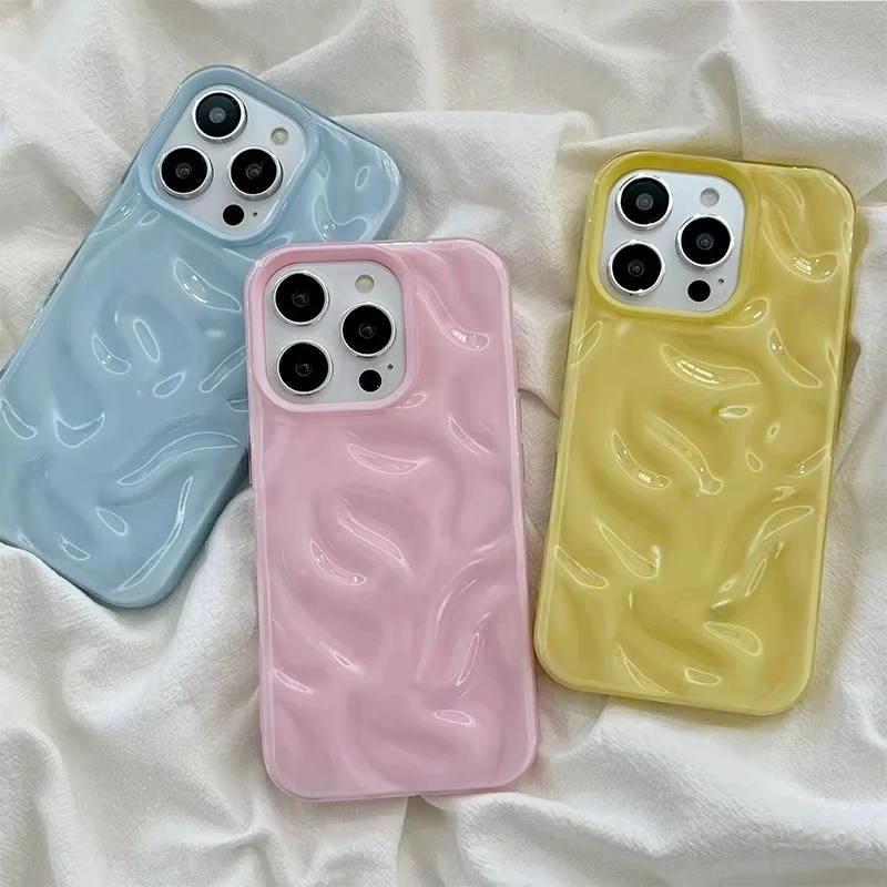 Luxury Soft Silicone Wave Fold Pattern Phone Case - Candy Bumper Back Cover