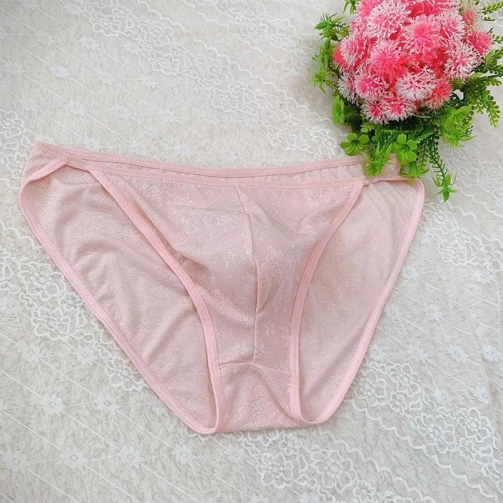 

Men Sexy Ice Silk Print Briefs Bulge Pouch Cute Lingerie Fashioinable Panties Comfortable Underwear Breathable Underpants