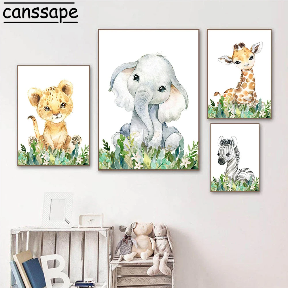 Animals Painting Canvas Baby Room | Animal Canvas Nursery | Animals Baby  Pictures - Painting & Calligraphy - Aliexpress