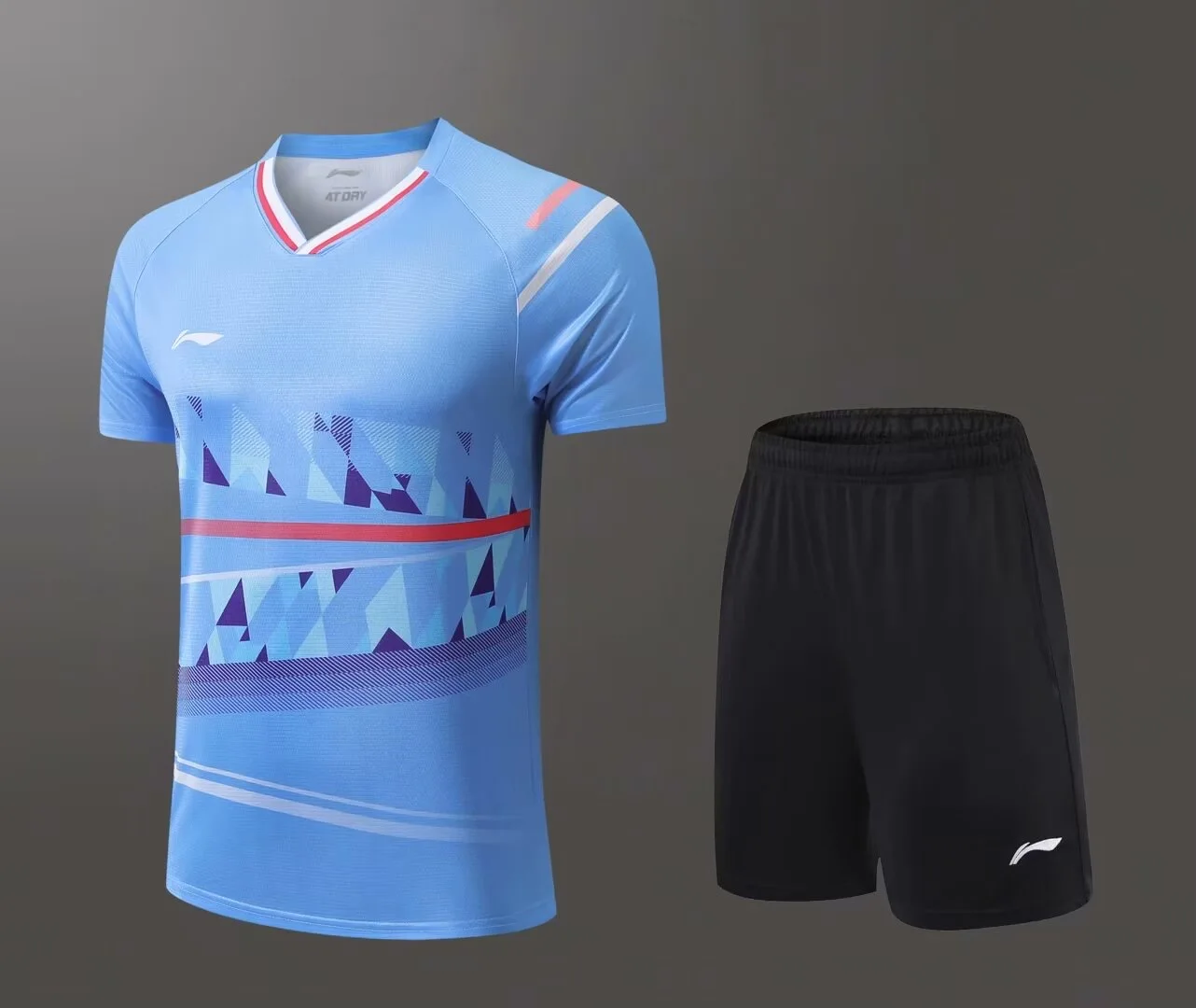 Customized a set of men's and women's badminton T-shirt tennis shorts quick dry breathable V-neck half sleeve can print LOGO