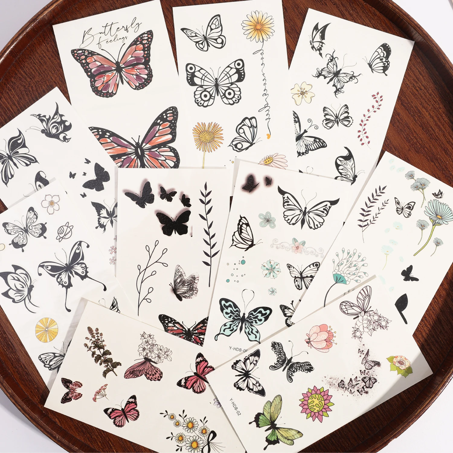 Waterproof Dark Butterfly Temporary Tattoo Stickers for Body Art