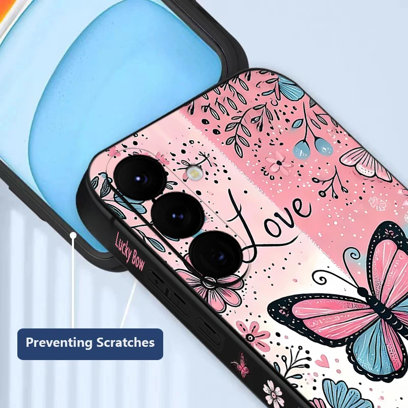 Blue Pink Butterfly Flowers Phone Case