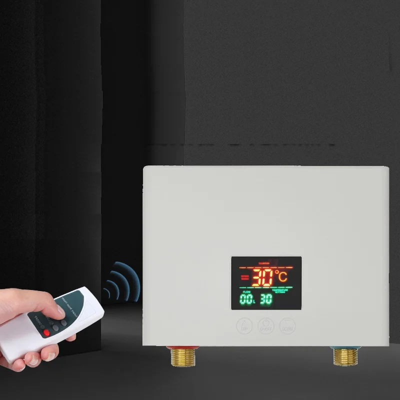 110V 220V Instant Water Heater Kitchen Bathroom Wall Mounted Electric Water Heater LCD Temperature Display with Remote Control 3
