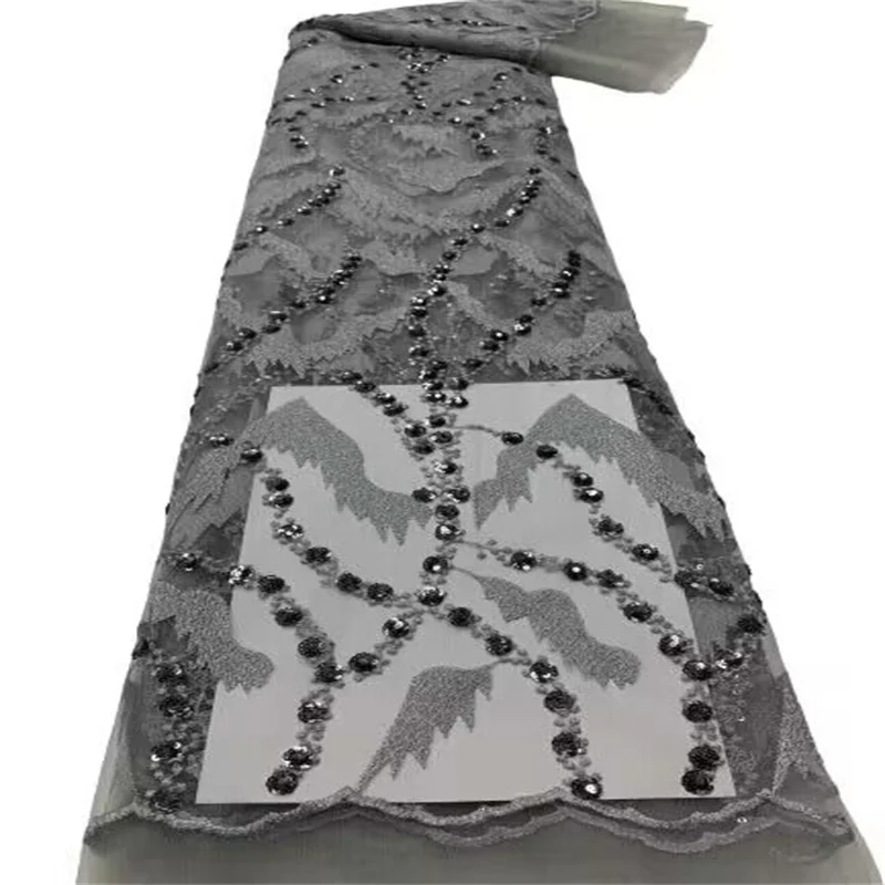 

Green African Lace Fabric 2023 Gray High Quality French Mesh Lace Fabric With Sequins Nigerian Lace Fabrics For Wedding Dress
