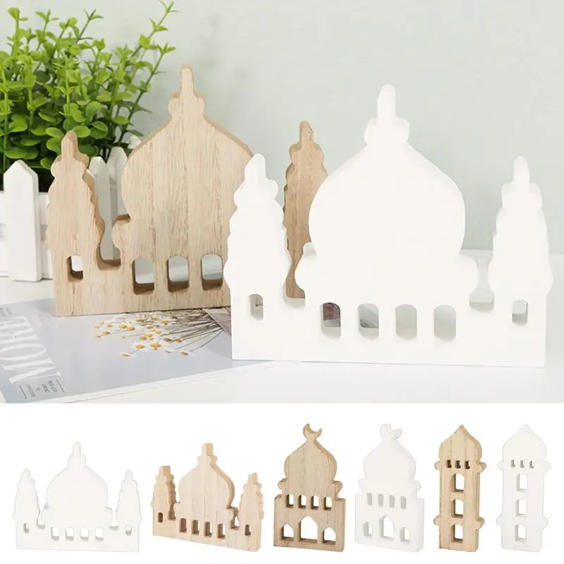 

Wooden Eid Decoration Table Centerpiece Wooden Ornaments for Eid Party Thickened Ceremony Ornaments Holiday Table Decor Tabletop