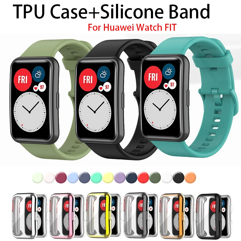 Durable TPU Case with Silicone Sport Band for Huawei Watch FIT – Women's Smartwatch Accessories Bundle