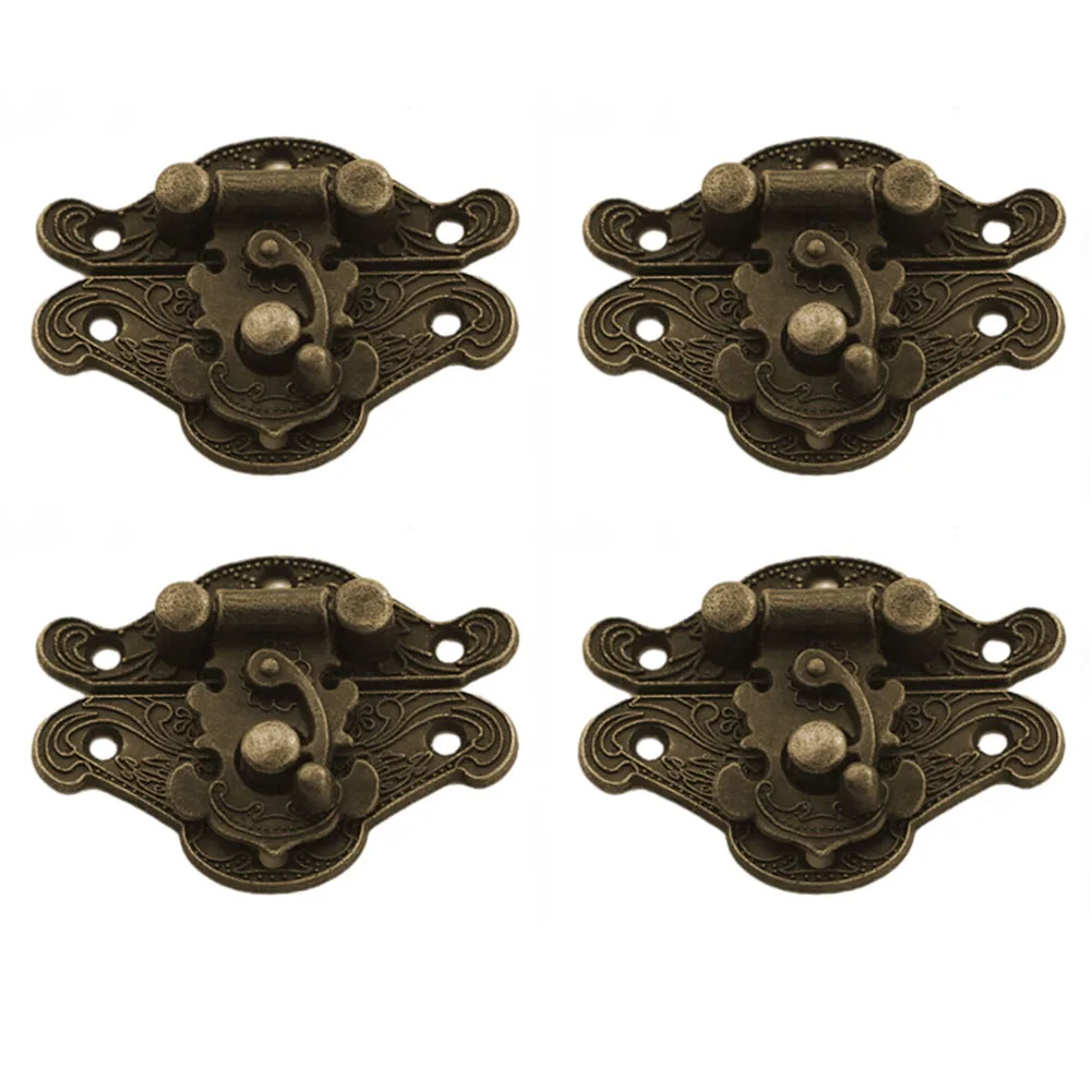 

4pcs Antique Bronze Hasp Latch Jewelry Wooden Box Lock Mini Cabinet Buckle Case Locks Decorative Handle 3 Size