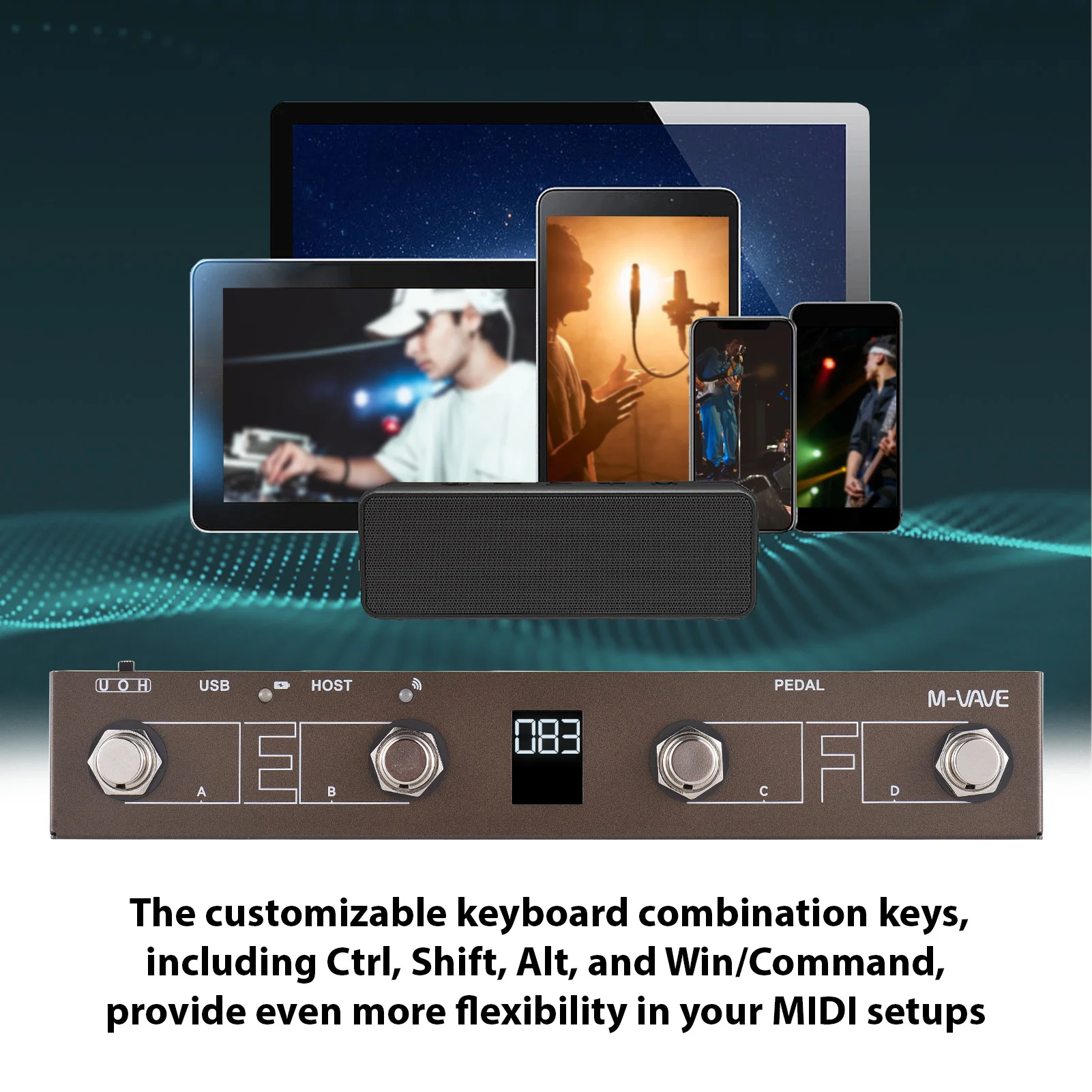 Wireless MIDI Controller BT MIDI Pedal Controller Intelligent APP Controls Digital Display Screen Rechargeable 12H Ultra