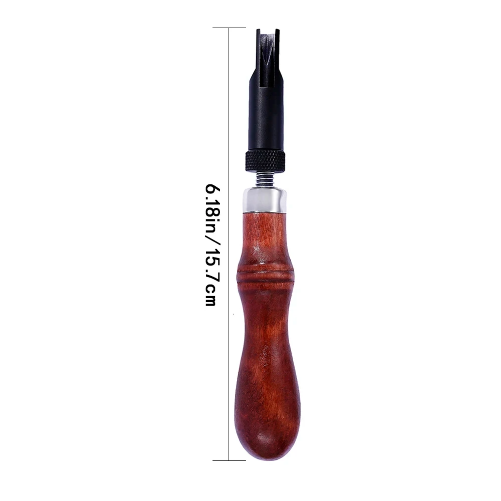 Fenrry Wood Handle Durable V Type Push Grooving Device Adjustable Handle Groover Craft Gouge Tools Sewing Leather Craft Tools leather tool carving tool