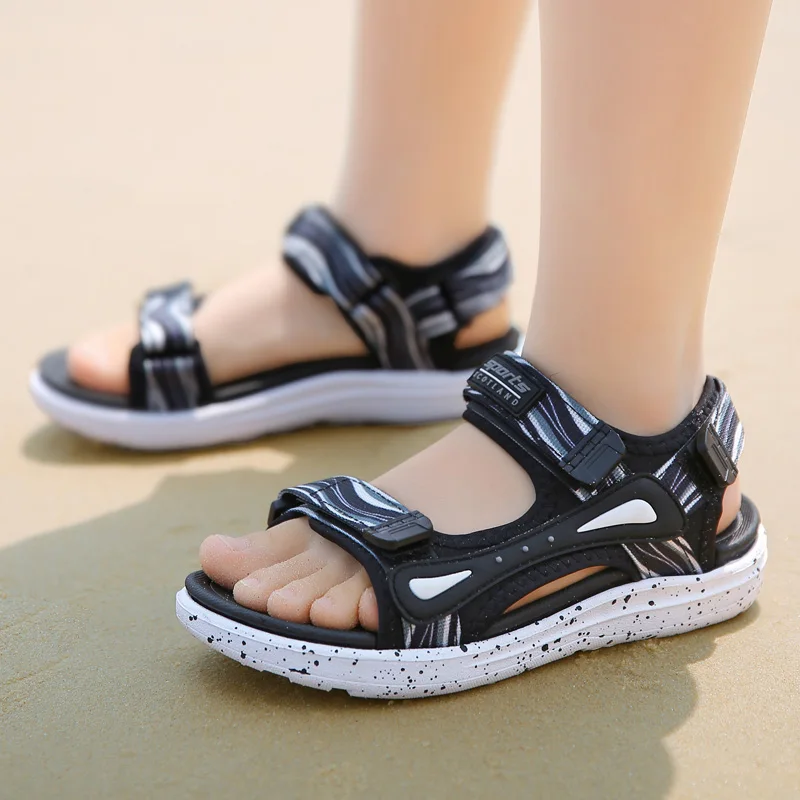 Spring Summer Kids Sandals Boys Girls Beach Shoes Breathable Flat Sandals PU Leather Children Outdoor Shoes Size 28-40