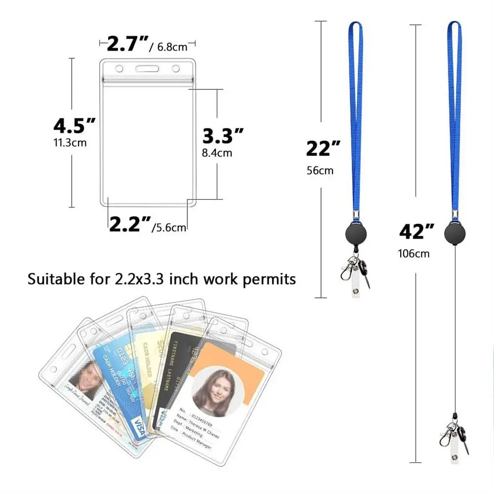 Premium Retractable Badge Holder with Neck Strap and Keychain Lanyard