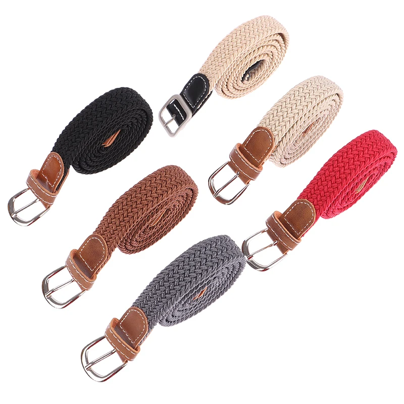 1Pc Mode Gürtel Woven Leinwand Gürtel Metall Schnalle Männer Frauen Elastische Geflochtene Gürtel Schlag Kostenloser – Detail 10