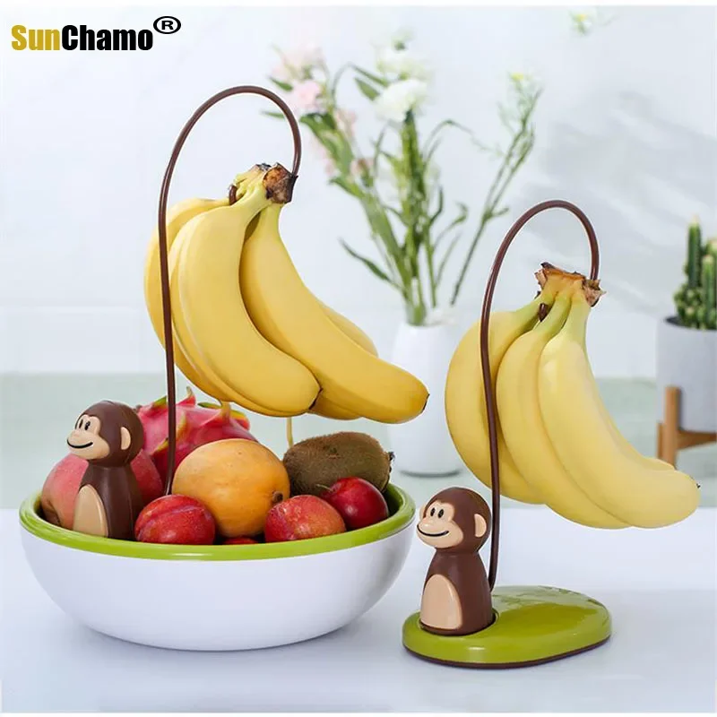 Sunchamo Monkey Series Banana Tree Hook Hanger Fruit Holder BPA Free Bowl Kitchen Storage Rack Stand Organizer Home Decor Gifts