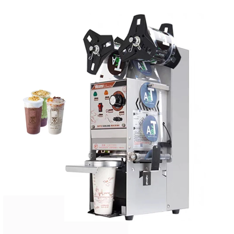 

Электрическая автоматическая машина для запечатывания стаканчиков для напитков, машина для запечатывания пластиковых стаканчиков для молока, чая, пленка для электрического Пузырькового чая 9/9,5 см, 220 В