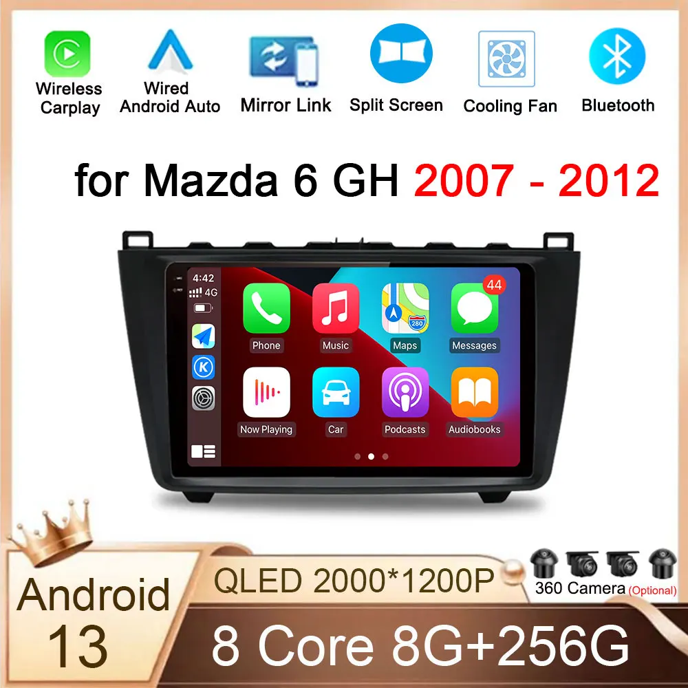 

Android 13 For Mazda 6 GH 2007 - 2012 Car Radio Multimedia Video Player Navigation GPS Android Auto No 2din DVD Carplay Screen