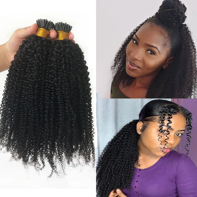 Kinky Curly Tip Microlinks Human Hair Extensions  Curly Micro Bead Hair  Extensions - Hair Weaving - Aliexpress