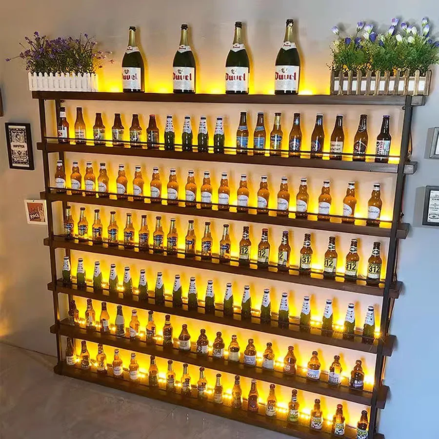 Home Outdoor Bar Cabinet Corner Commercial Luxury Boutique Industrial Storage Handmade Wine Rack Square Vitrine Modern Furniture