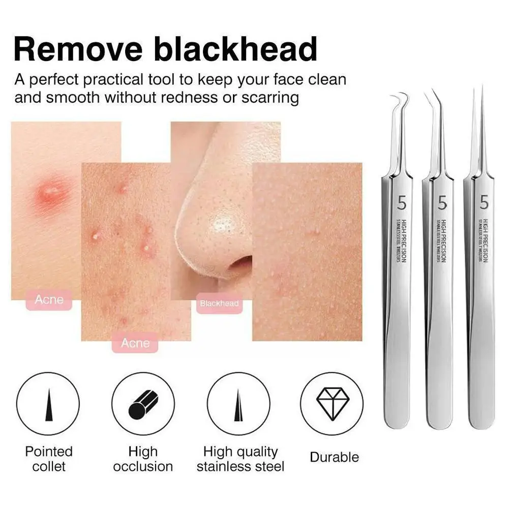 

German Ultra-fine No.5 Cell Pimples Blackhead Clip Acne Pore Remover Blackhead Black Dots Tool Tweezers Cleaner Needle 0.1m G3X6