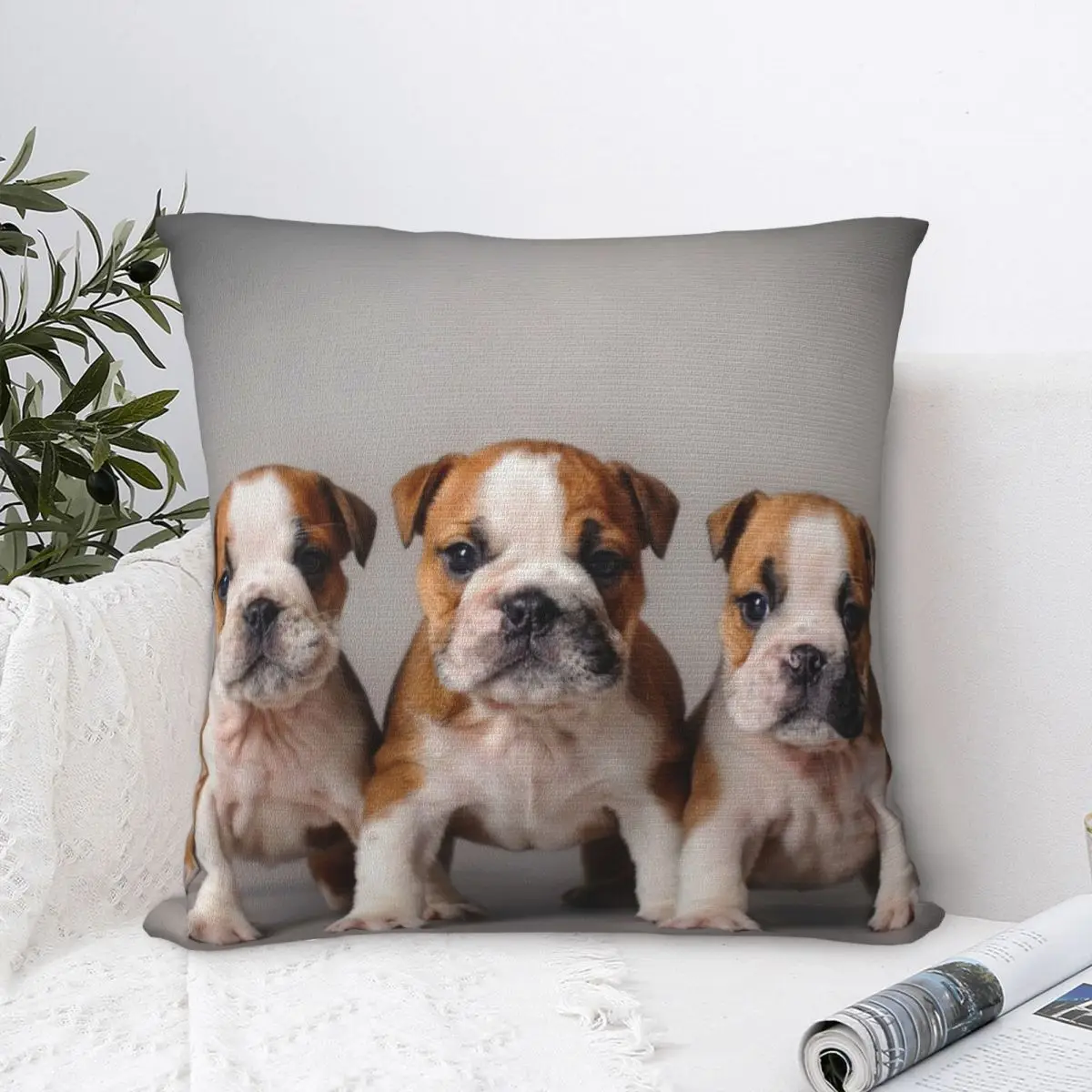 

English Bulldog Puppies Pillowcase Pillow Case Cushion Cover Home Sofa Car Decorative Throw Pillow Decor Fashion Cartoon
