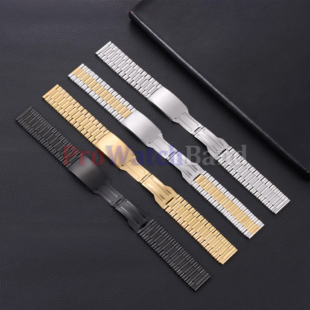 Elegant Two-Tone Stainless Steel Bracelet Watch Band with Folding Clasp