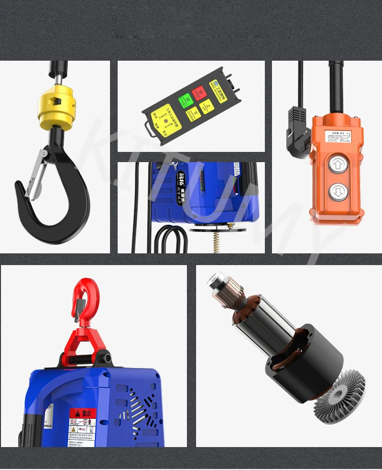 500KG 220V Load Portable Electric Winch Traction Hoist Manual/Remote Control/Wire Control Electric Hoist  Hoist Lifting Tool