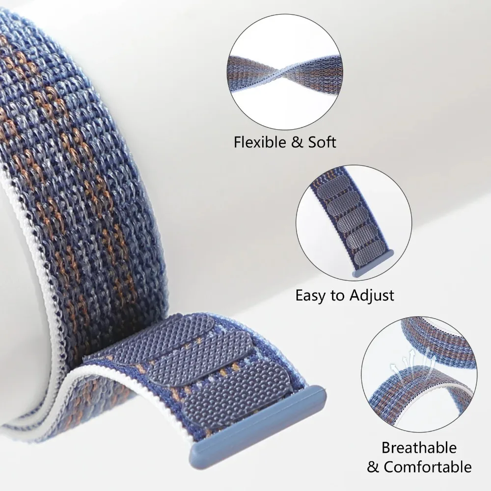 Nylon Loop Strap - Comfortable Sport Bracelet Replacement Band, 20/22mm