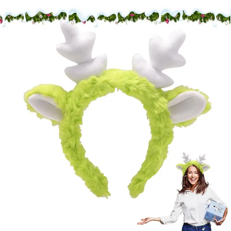 Plush Antler Headband Plush Animal Cosplay Parties Headwear Adorable Antlers Headpiece Headdress For Halloween Cosplay Costume