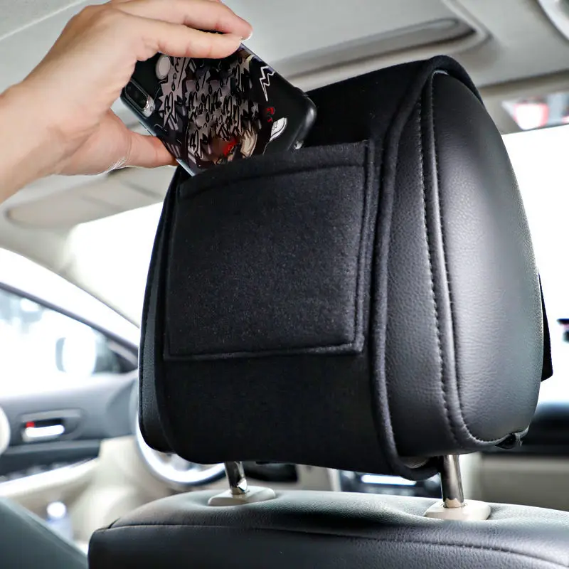 Heißer Auto Kopfstütze Abdeckung mit Telefon Tasche für BMW