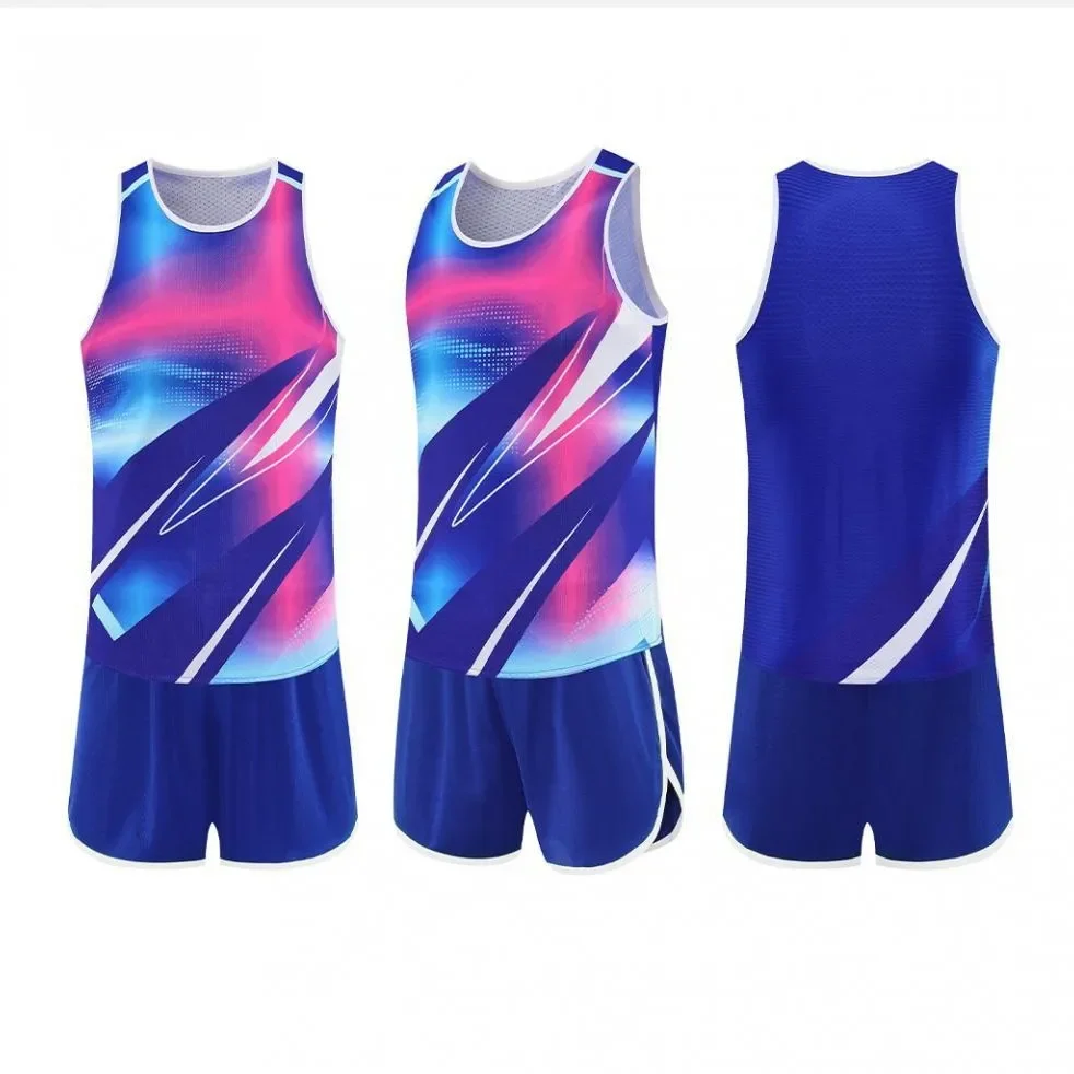 Marathon Running Suit Set for Men And Women Sports Student Training Teamwear Fitness Athletics Sportswear V-Neck Vest