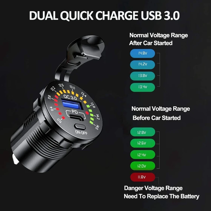   USB   , а  ġ , , UTV, RV, PD  QC3.0, 12V, 24V