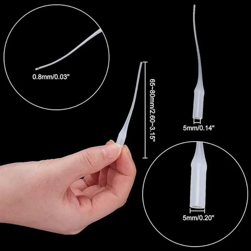 Distributeur compte-gouttes transparent avec embout fin, adapté aux huiles essentielles et à la colle en modélisme.
