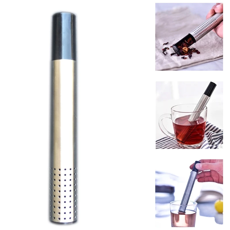 Stainless Steel Tea Infuser Pipe Filter Steeper Teapot Coffee Loose Leaf Herbal Holder Strainer Tube Spices Tools