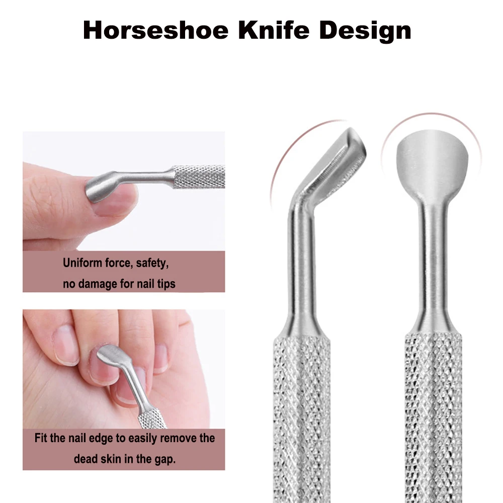 Cuticle Pusher Dead Skin Remover Nail Manicure Pedicure Tools 2-Ways