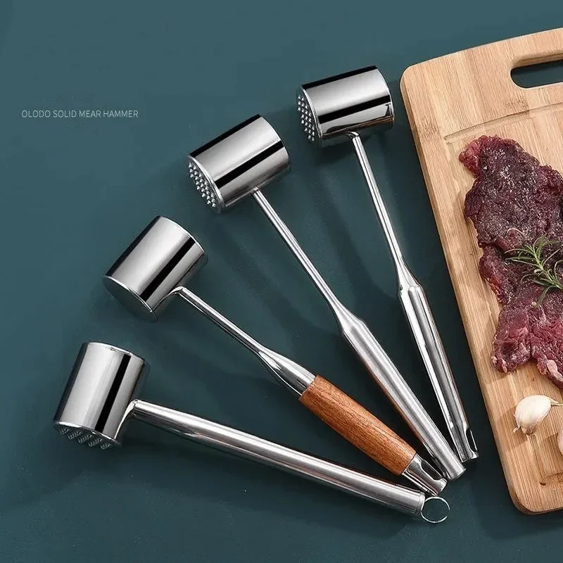 304 Stainless Steel Meat Hammer Loose Meat Tenderizer Double Sided Steak Hammer Beef Tenderizer Kitchen Tools