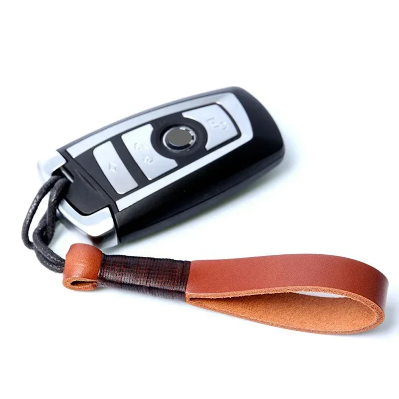 Elegant Handmade Leather Keychain Wrist Strap - Premium Car Key Accessory Gift
