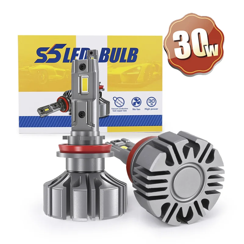 S5 H4 H7 Led H11 Hb4 9006 Hb3 9005 Fanless Led Car Headllight Lampadina 60W 12V 6000K Canbus Auto Led Faro Lampada Carstyling