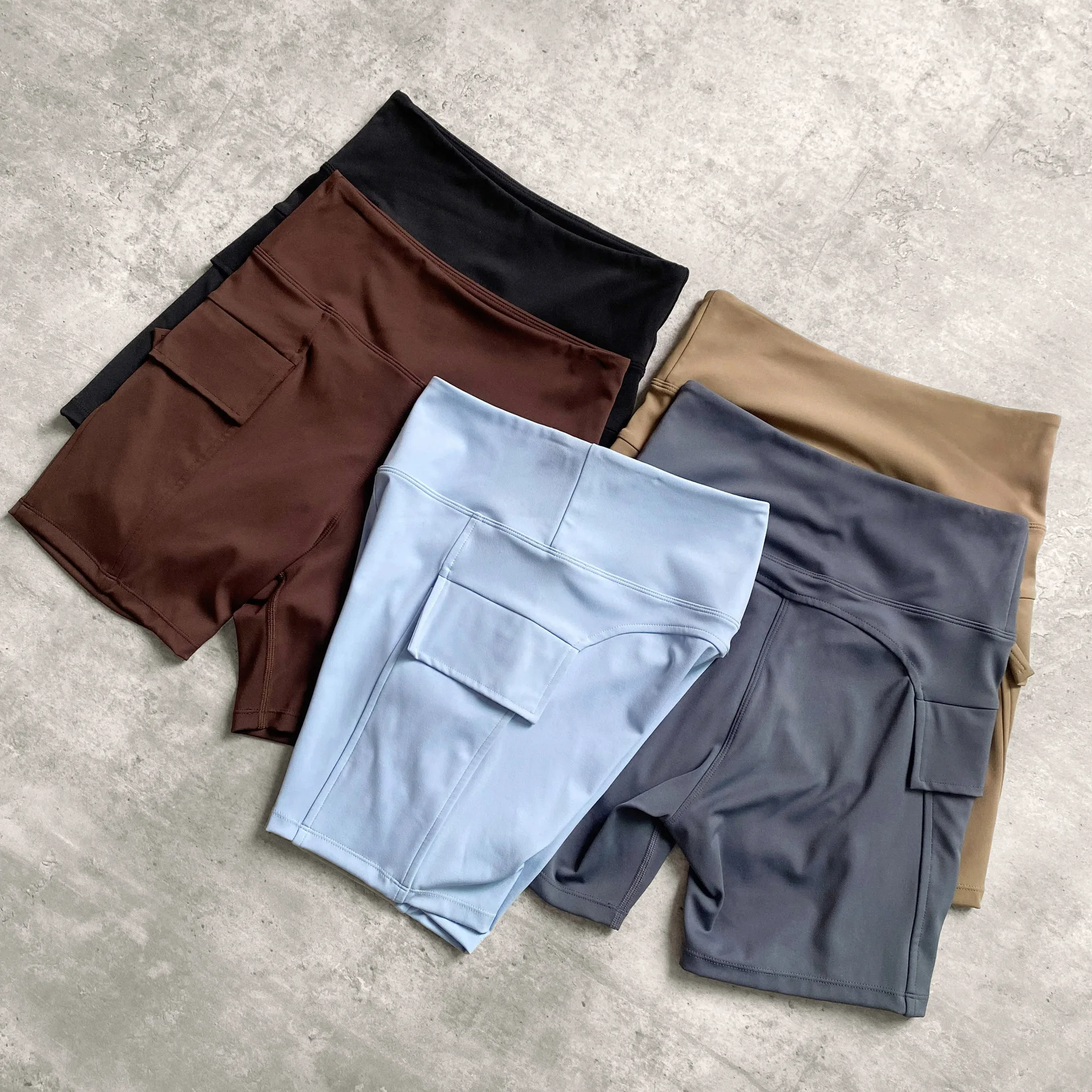 

Wyplosz Women'S Shorts Gym Pants Leggings Cycling Fitness Push Up Ribbed Seamless Lycra Nude With Pocket Workwear Summer Tight