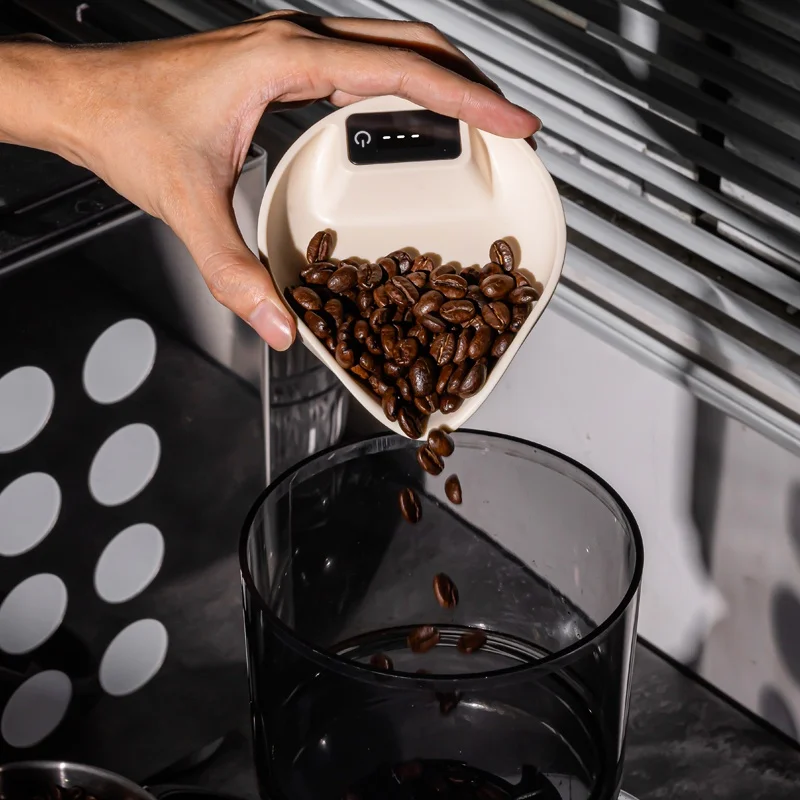 Electronic Scale Bean Tray Espresso LED Weighing 0.1g ABS Electronic ScaleHigh Precision Measures Black Beige