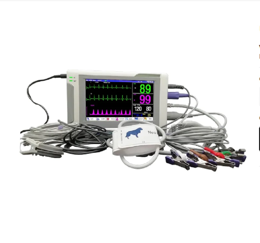 New Vital Signs Monitor 7 inch screen portable 6-Parameters Patient Monitor ECG/RESP/SPO2/NIBP/PR/TEMP