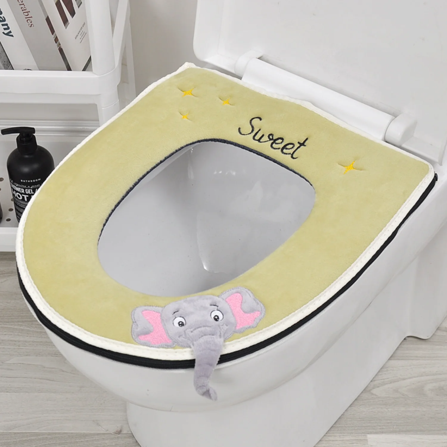 Zipper Style Toilet Seat Cover Three-Dimensional Cushion Bathroom Comfort Upgrade