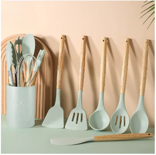 Silicone Kitchenware Cooking Utensils Set Heat Resistant Kitchen Non-Stick  Cooking Utensils Baking Tools With Storage Box Tools