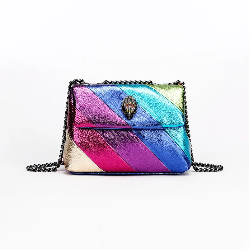 

Fashion New Women's Rainbow Spliced Chain Single Shoulder Crossbody Bag