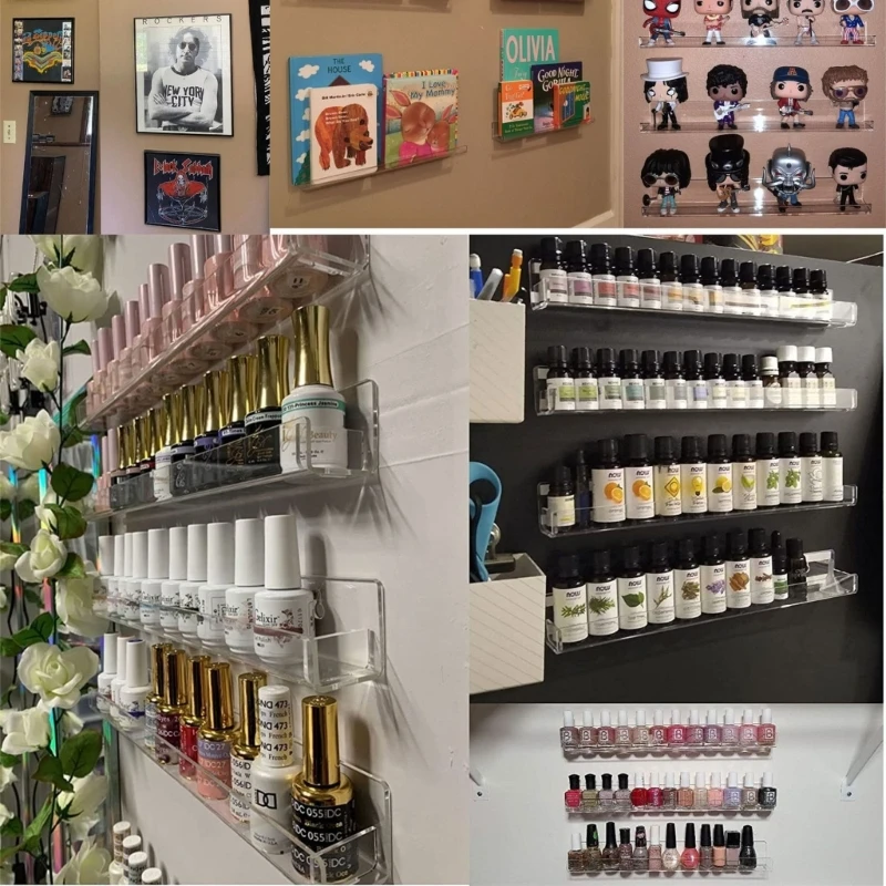 투명 아크릴 보관 선반 플로팅 디스플레이 스탠드 홀더, 가정 용품, 침실, 기숙사, 책 잡지, 직송