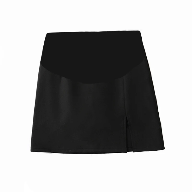 Autumn high waist maternity skirt packages hip split skirts short abdomen pregnant woman skirts black pregnancy clothes