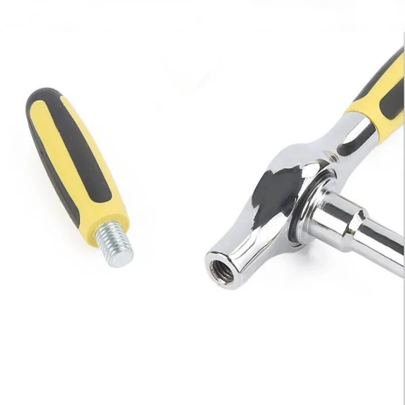 1pc 1/4 3/8 1/2 Inch Ratchet Wrench Hexagon Socket Wrench T Type Torque Wrench Bike Tools Detachable Handle Spanner Hand Tool